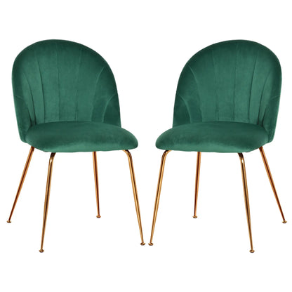 Modern Dining Chairs Set of 2, Upholstered, Gold Metal Legs, Green Bar Stools at Gallery Canada