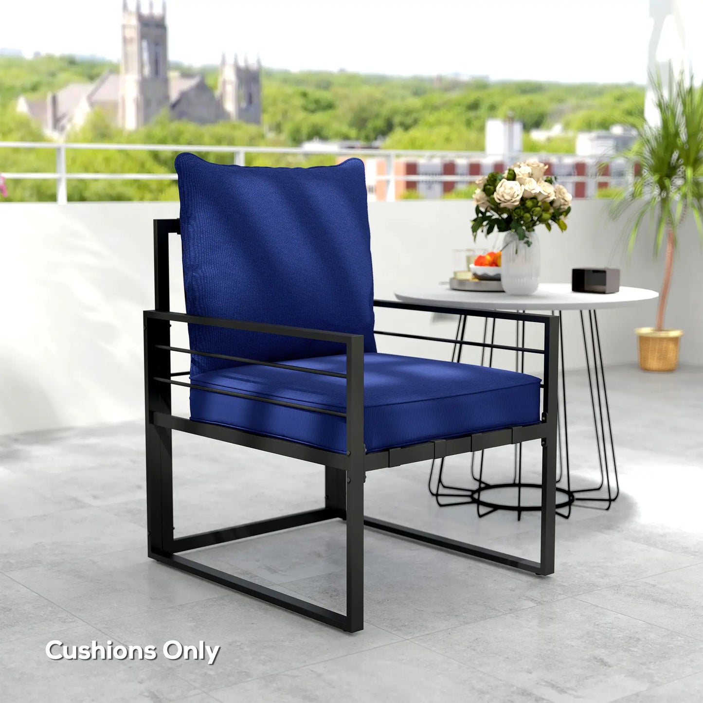 Patio Chair Cushions, Thick Deep Seat, Dark Blue Patio Chair Cushions at Gallery Canada