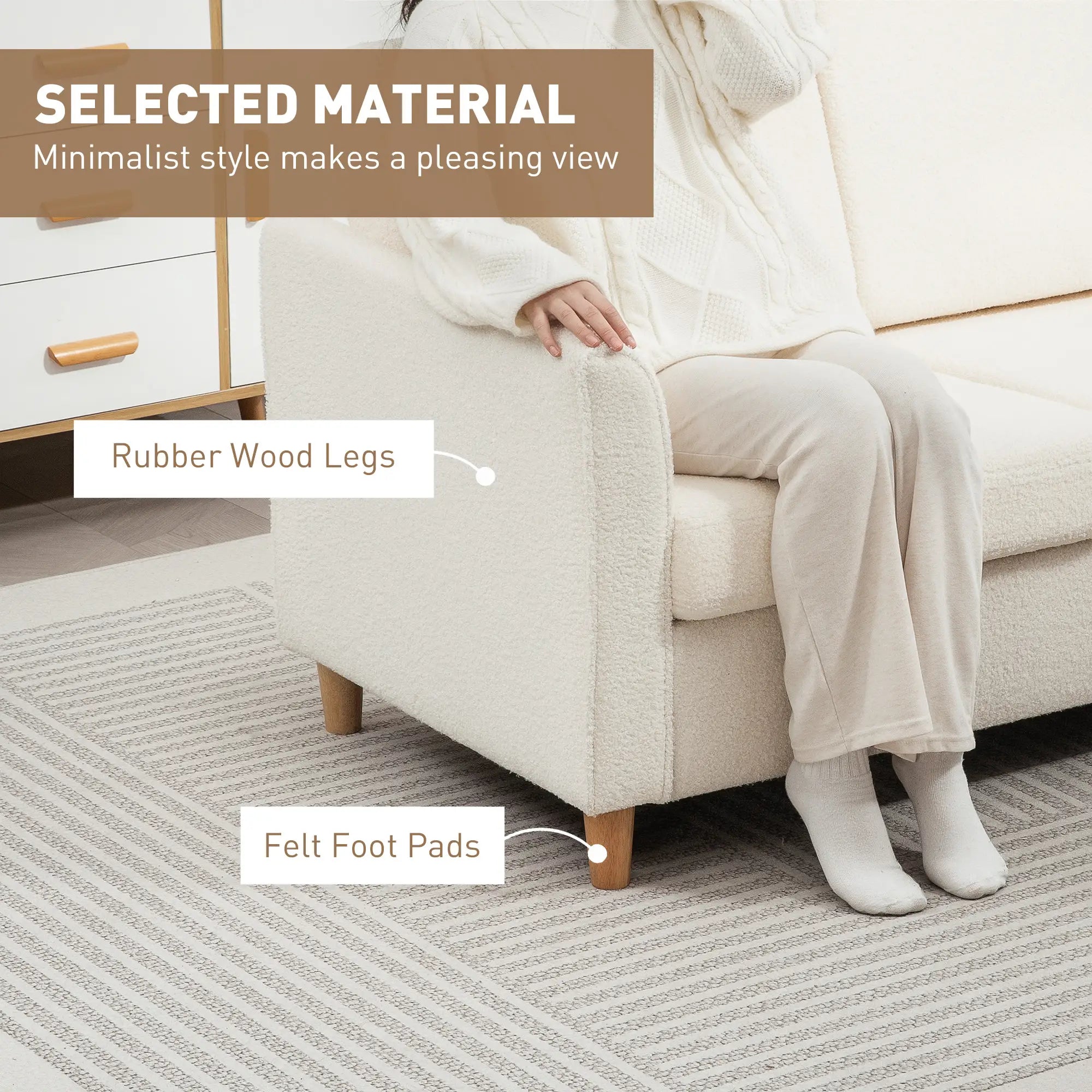 2-Seat Sofa with Armrests, Wood Legs, 2-Seater, Cream White 2-Seater Sofas at Gallery Canada