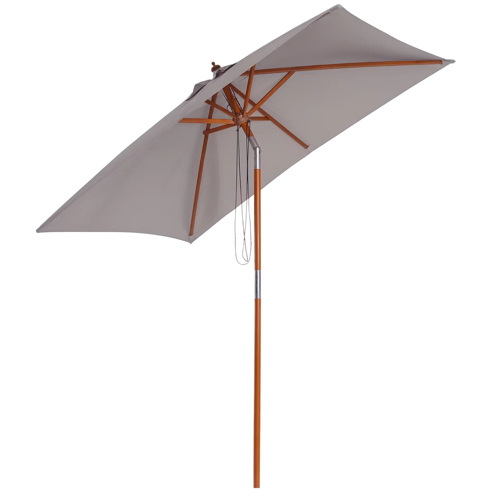 6.6 x 5ft Fir Wooden Patio Umbrella, Tilt Mechanism, 6 Ribs, Grey Sun Umbrellas Grey at Gallery Canada