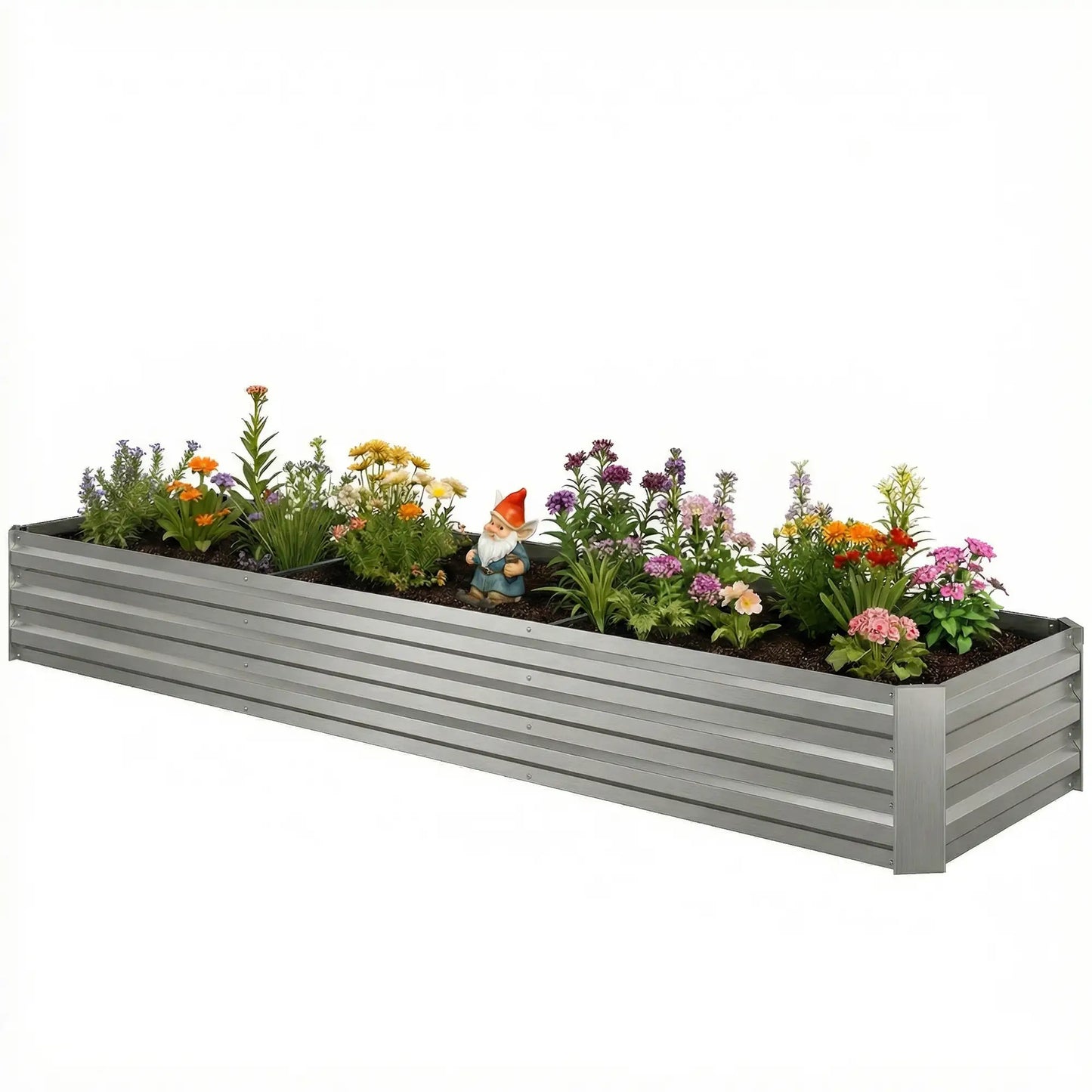 8'x2'x1' Galvanized Raised Bed, Elevated Planter Box, Silver Galvanized Planter Boxes Silver at Gallery Canada