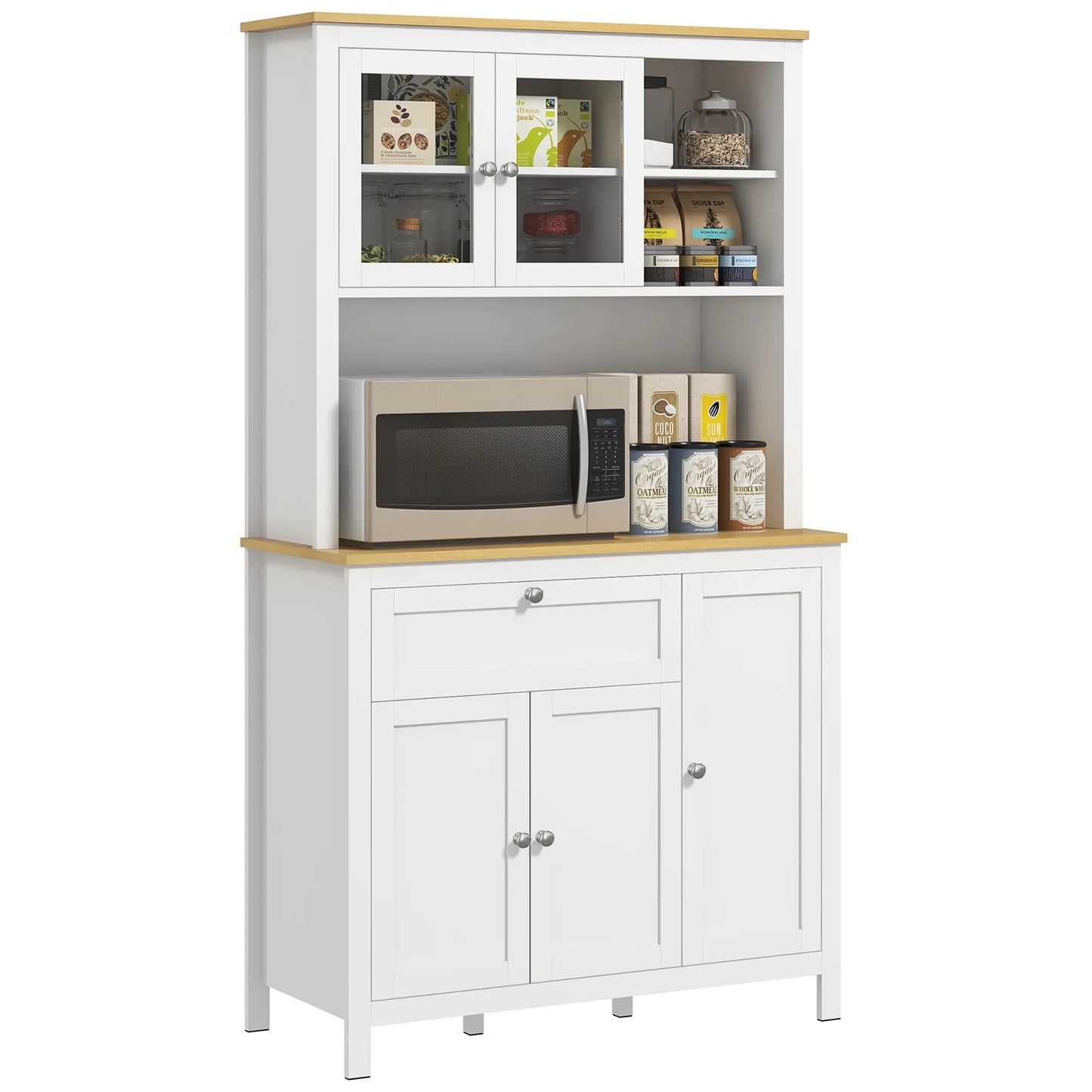 5-Door Kitchen Pantry Cabinet, Freestanding Storage Cabinet Cupboard with Adjustable Shelves, 71" Kitchen Pantry Cabinets White at Gallery Canada
