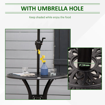 30-Inch Round Patio Dining Table, Umbrella Hole, Antique Cast Aluminum, Black Patio Side Tables at Gallery Canada