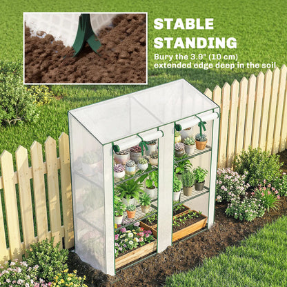 Portable Mini Greenhouse, 3 Tier Shelves, Reinforced PE Cover, 56.3"x18.1"x59.4", White Portable Greenhouses at Gallery Canada