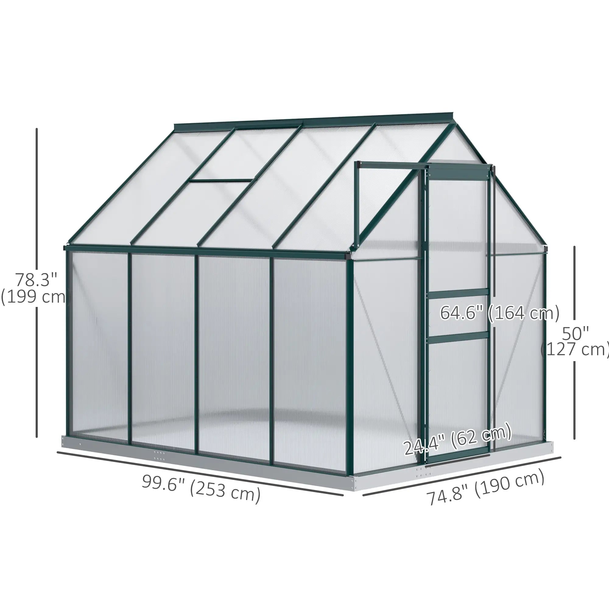 6' x 8' x 6.5' Polycarbonate Greenhouse, Walk-in, Adjustable Roof Vent, Green Walk In Greenhouses at Gallery Canada