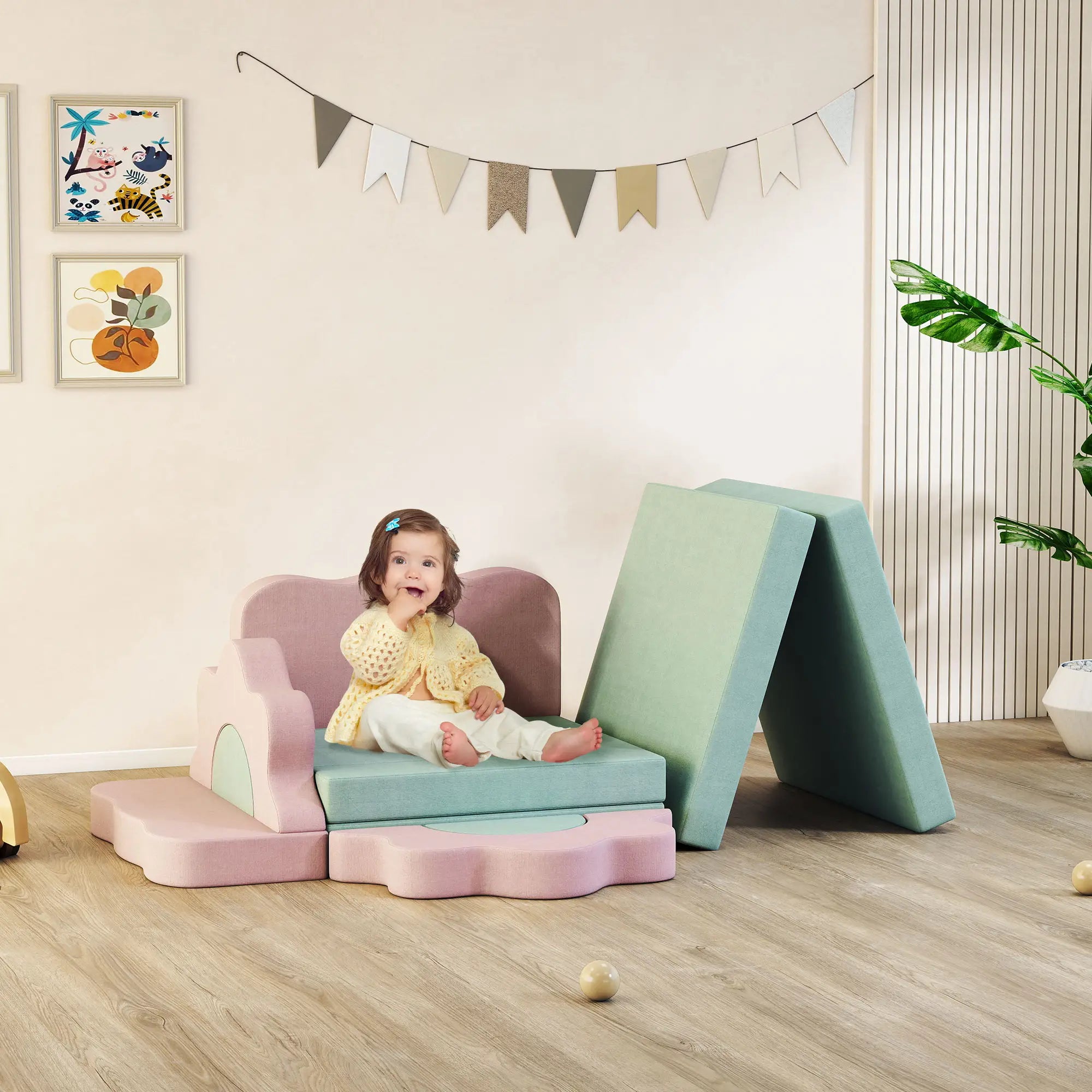 12-Piece Climbing Toys for Toddlers, Indoor Play Set, Green Kids Gym & Playmats at Gallery Canada