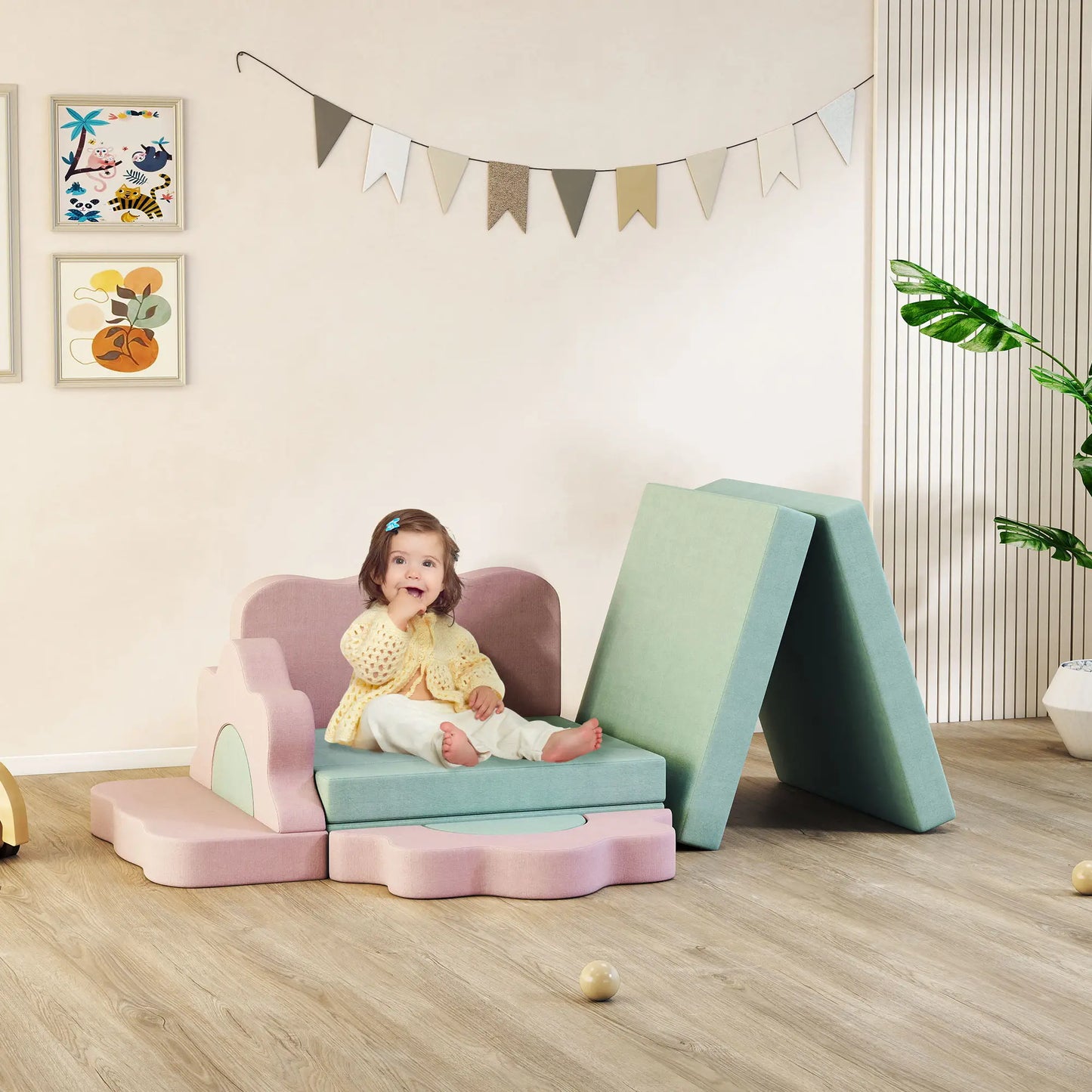 12-Piece Climbing Toys for Toddlers, Indoor Play Set, Green Kids Gym & Playmats at Gallery Canada