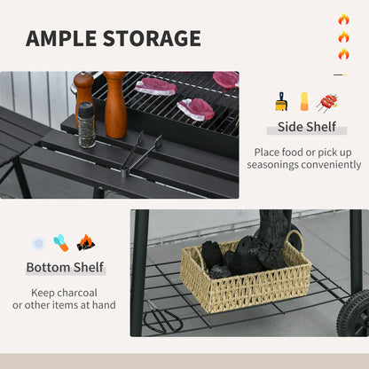 30" Charcoal Barbecue Grill With Wheels, Adjustable Rack, Storage Shelf, Charcoal Charcoal BBQ Grils at Gallery Canada