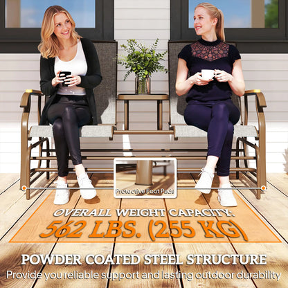 2-Person Glider Bench, Outdoor Mesh Loveseat with Table Outdoor Gliders at Gallery Canada