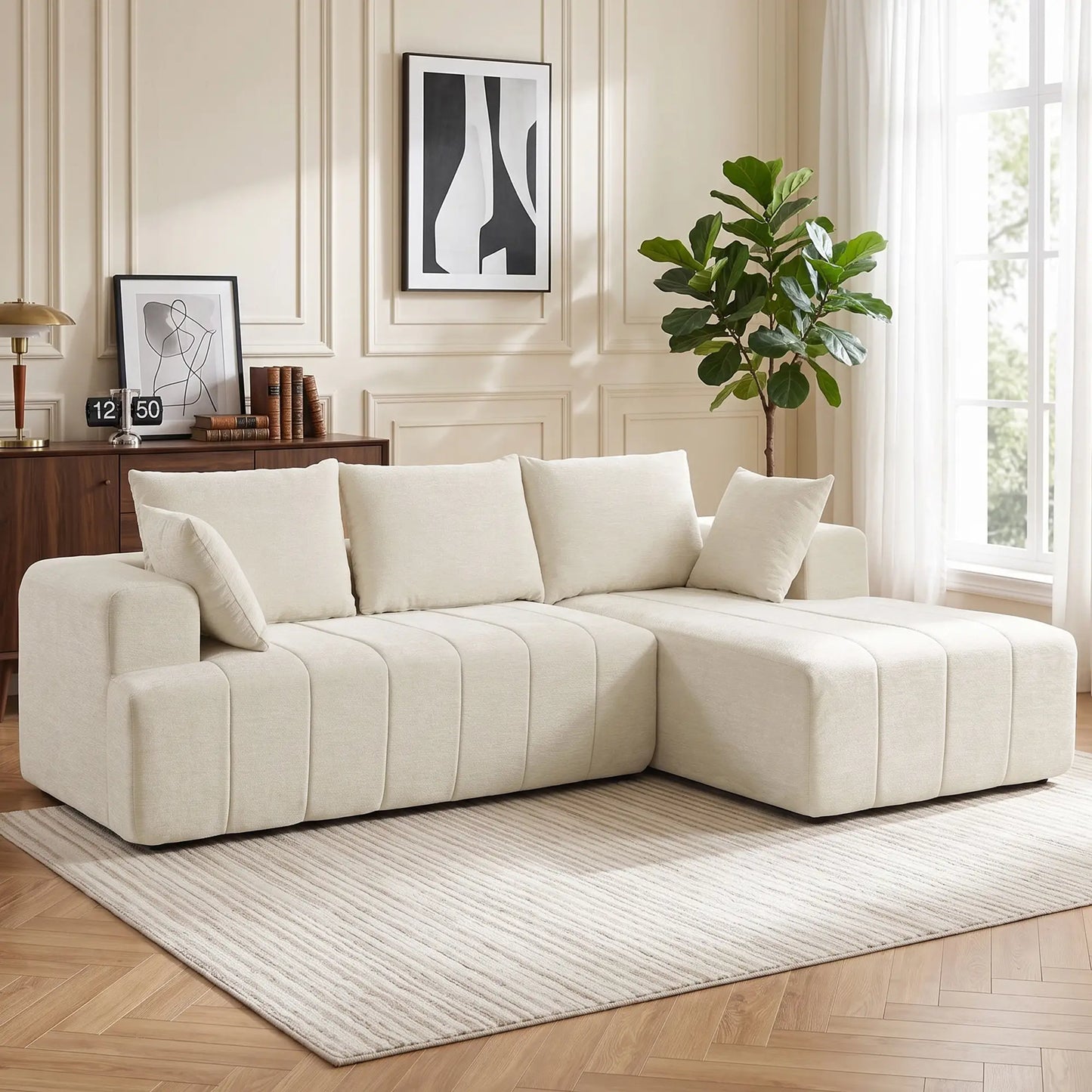 "101" Canapé d'angle modulaire, 3 places en forme de L, Beige