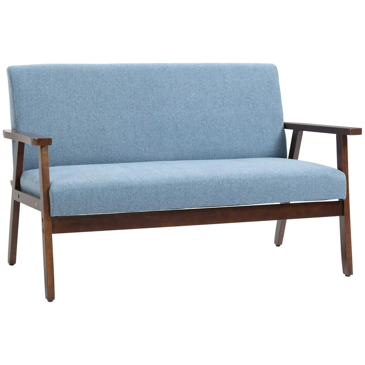 Compact Loveseat Sofa, Linen Fabric, Rubber Wood Legs, Blue 2-Seater Sofas Blue, Coffee at Gallery Canada