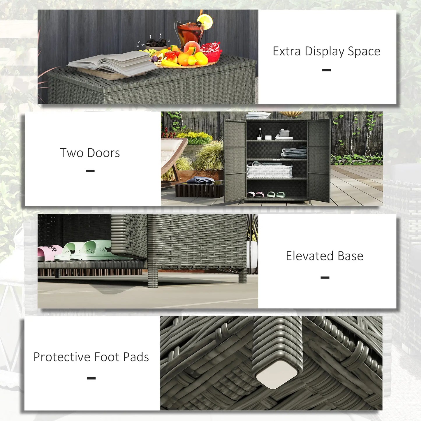 Wicker Outdoor Storage Cabinet, 4 Shelves, 2 Doors, Dark Grey Patio Storage Boxes at Gallery Canada