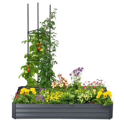 6' x 3' x 1' Raised Garden Bed, 2 Trellis Tomato Cages, Steel Frame, Dark Grey Raised Garden Beds at Gallery Canada