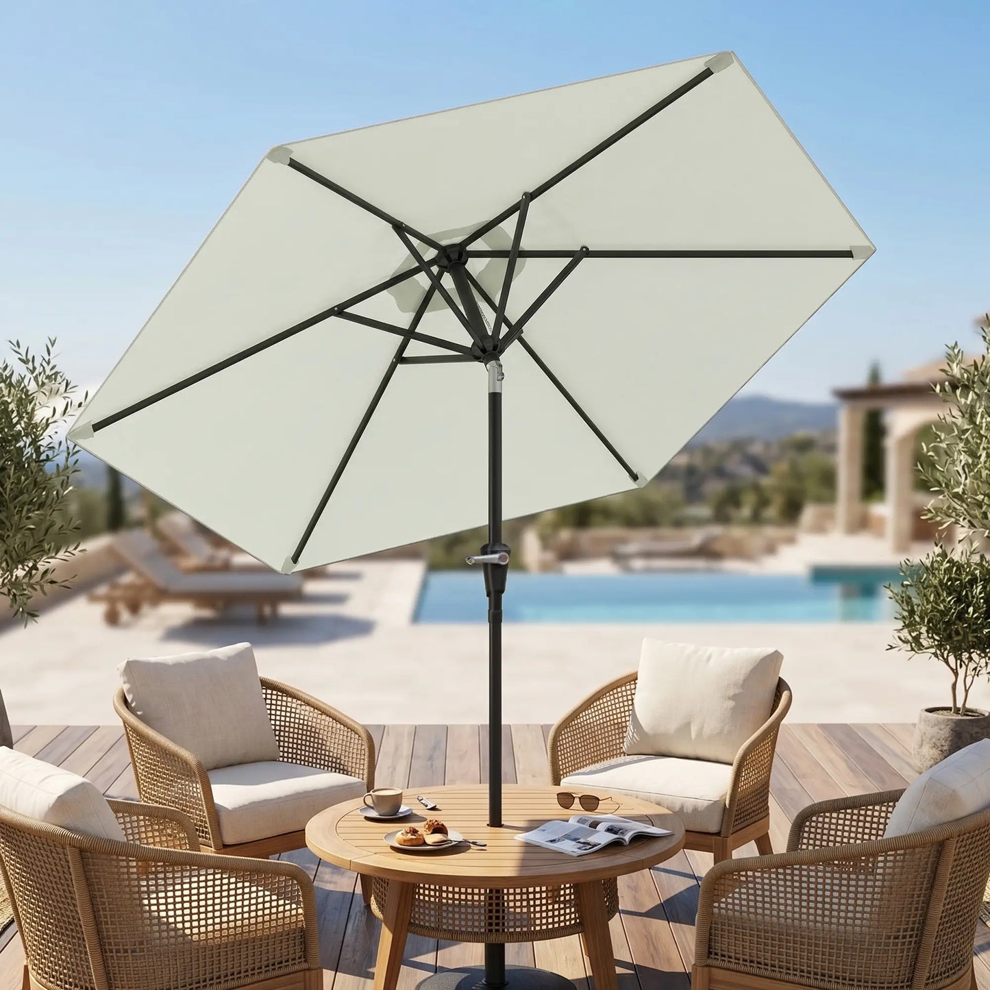 Patio Sun Umbrella, 6 Ribs, Cream White Patio Umbrellas at Gallery Canada