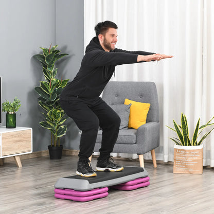 43" Adjustable Aerobic Stepper, 3 Level Risers, Cardio Fitness, Black Purple Aerobic Equipment at Gallery Canada