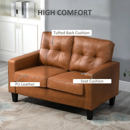 51" PU Leather Loveseat, Upholstered Double Sofa, Tufted Backrest, Brown 2-Seater Sofas at Gallery Canada