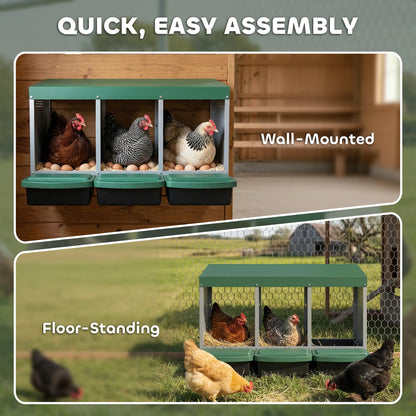 Chicken Nesting Boxes, 3 Compartment Metal Nesting Boxes for Chicken Coop, Egg Laying Boxes with Lid Cover Chicken Coops at Gallery Canada