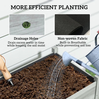 Wooden Raised Planter Box, Drain Holes, 45.3x21.7x31.5inch, Grey Raised Garden Beds at Gallery Canada