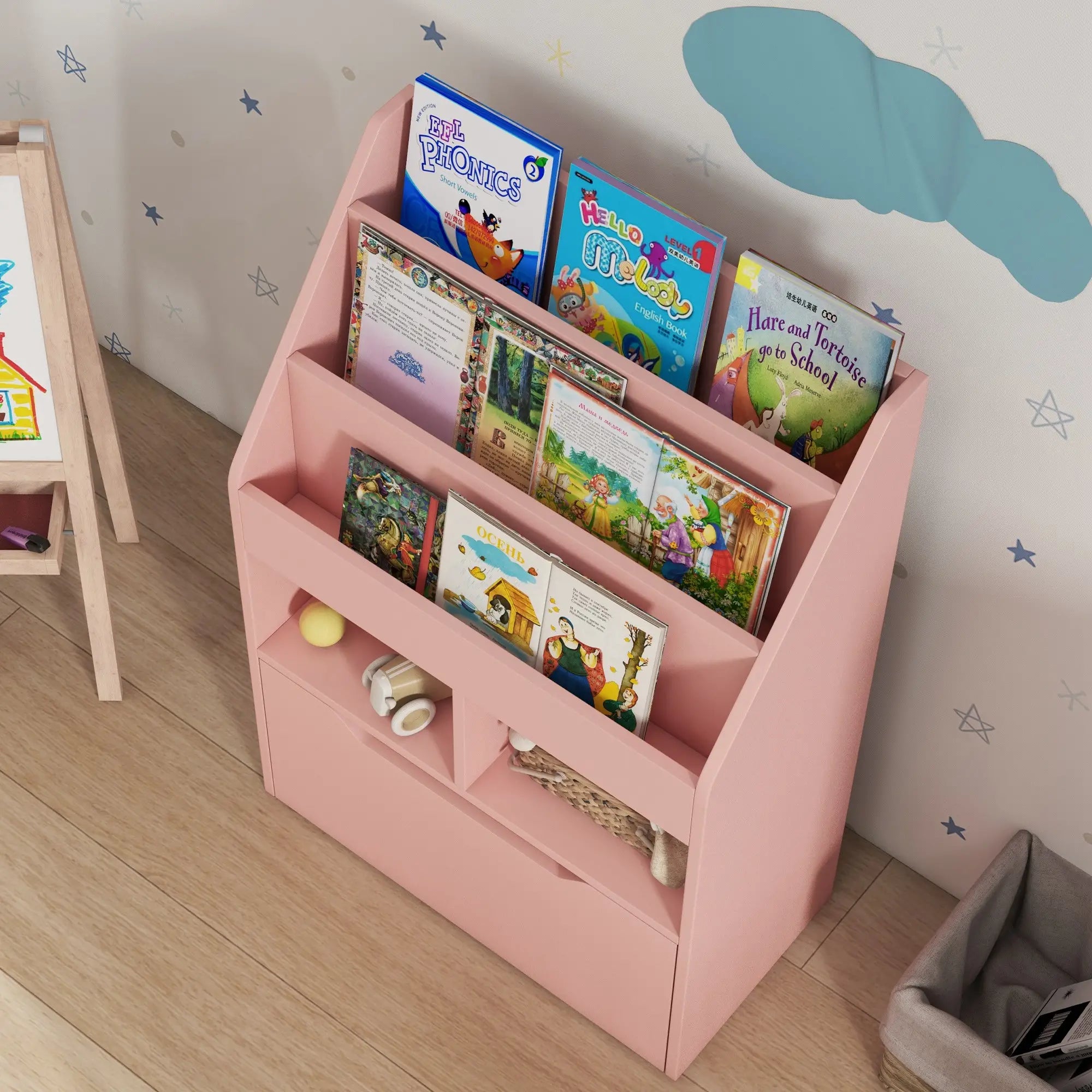 Kids Bookcase with Storage Drawer, for Classroom, Bedroom, Pink Baby & Kids Storage at Gallery Canada
