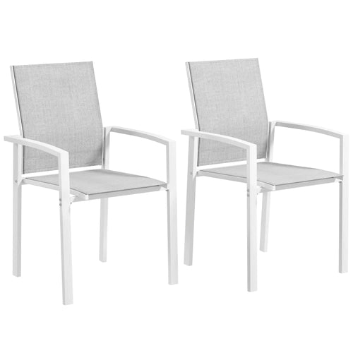 Stackable Patio Dining Chairs, Set of 2, Light Grey