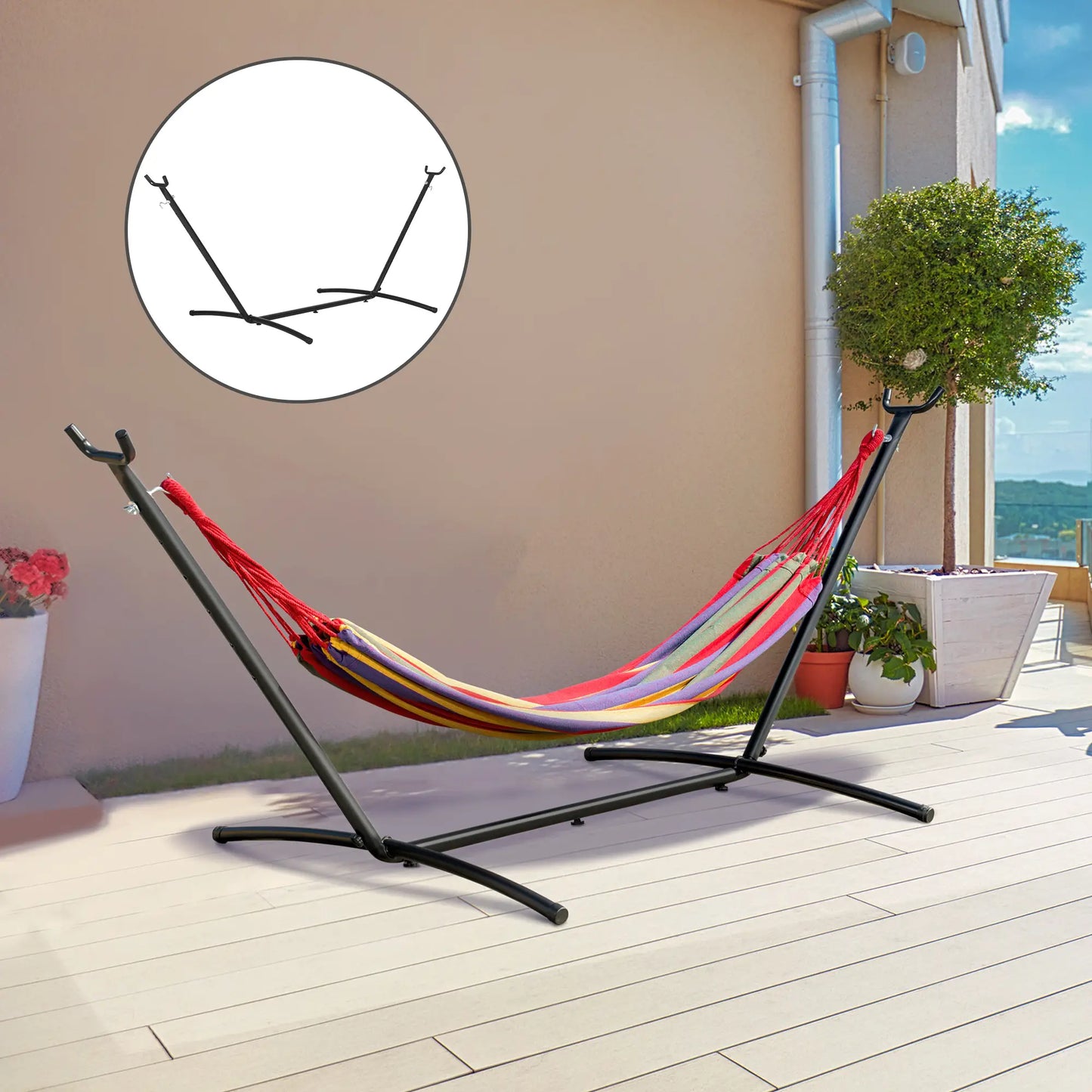 9.2'L Adjustable Hammock Stand, Heavy Duty, Outdoor Camping, Black Hammock Stands at Gallery Canada