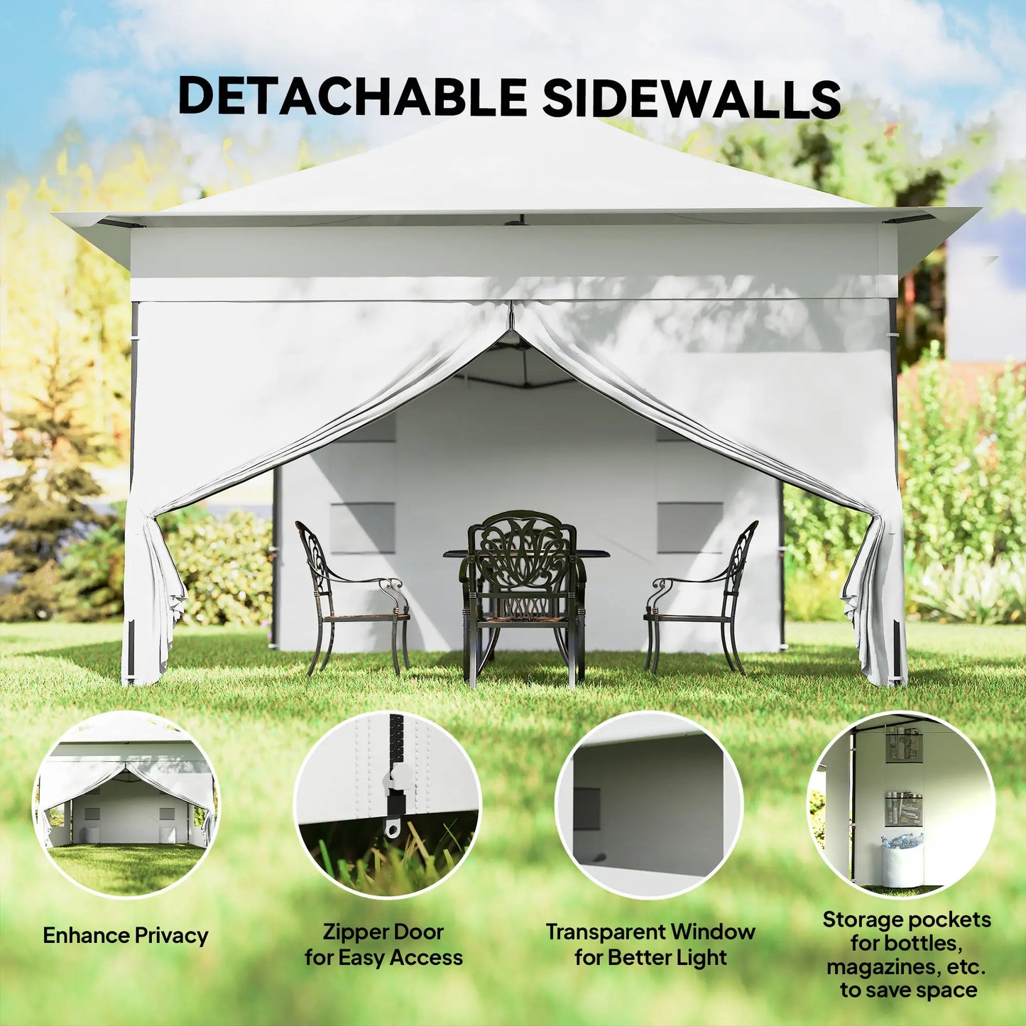 12 x 12 ft Pop Up Canopy Tent, UPF50+ 420D Outdoor Shelter, Silver Pop Up Canopies at Gallery Canada