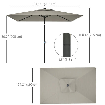 Patio Umbrella with 22 LED Solar Lights, Tilt, Light Grey Sun Umbrellas at Gallery Canada