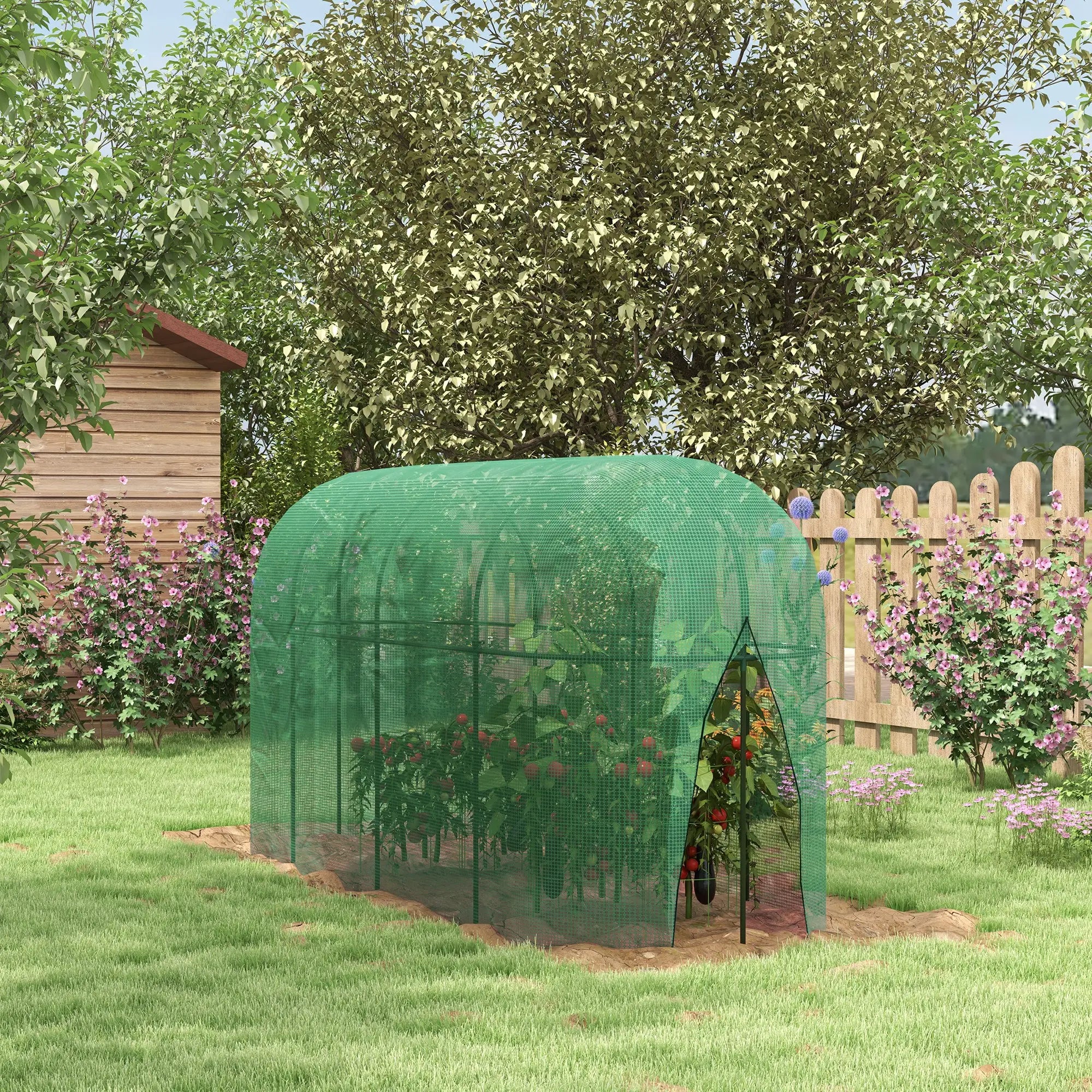 9.8' x 3.3' Plant Protector Tent, Crop Cage, Zipped Door, Ground Stakes Walk In Greenhouses at Gallery Canada