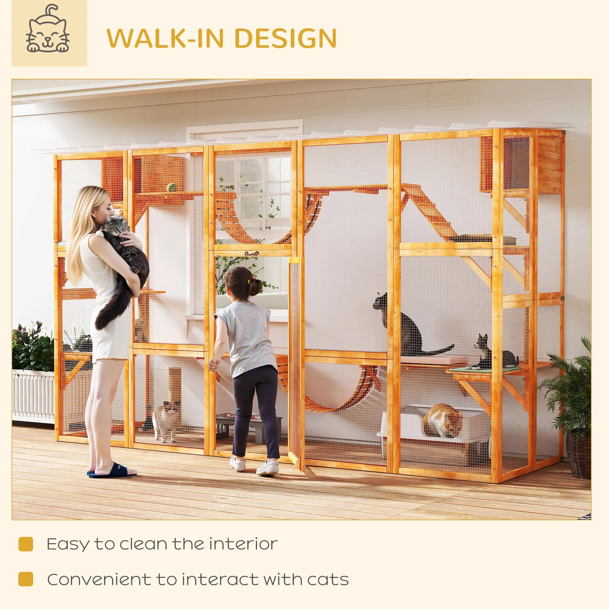 Large Outdoor Catio, Condos, Platforms, Doors, Ladders, Weather-Resistant Roof, Orange Outdoor Cat Enclosures at Gallery Canada