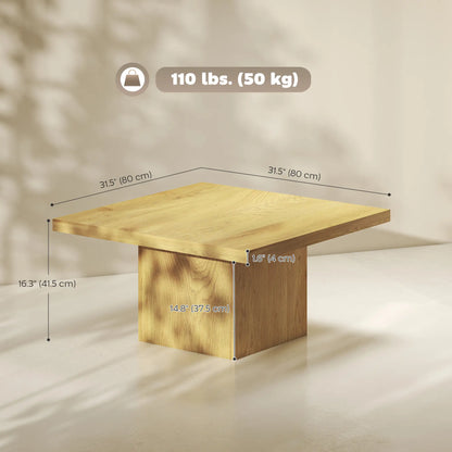Square Coffee Table, 1.6" Thick Tabletop, Natural Wood Coffee Tables at Gallery Canada