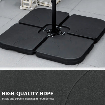 4 Piece Umbrella Base Stand, U Locking, 132 lb Water or 172 lb Sand, Black Umbrella Bases at Gallery Canada