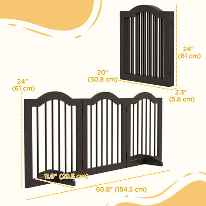 24 Inch Freestanding Pet Gate, 2 Support Feet, Coffee Pet Gates at Gallery Canada