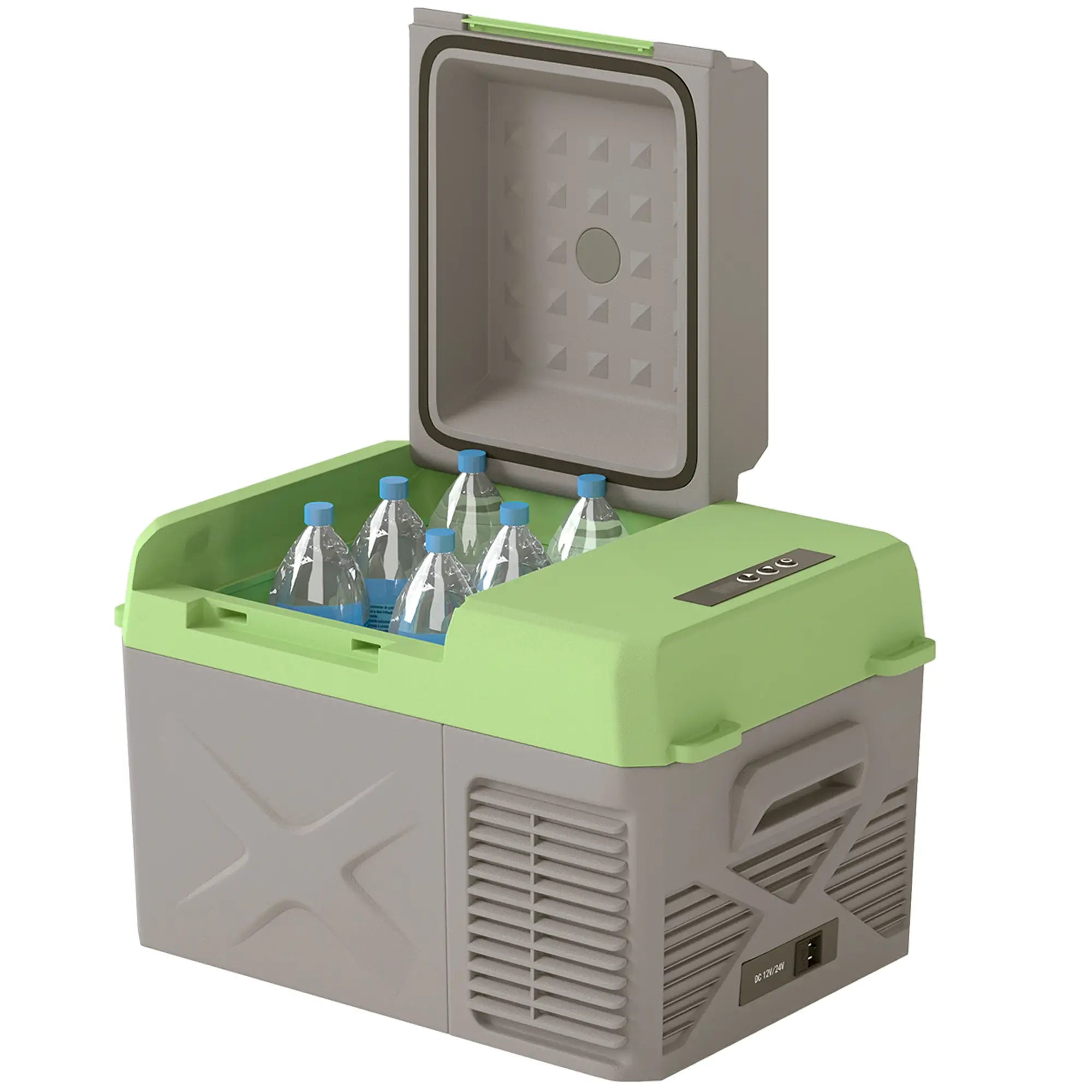 12QT Car Refrigerator, 12/24V DC, 110-240V AC, -68℉~68℉, Portable Cooler Car Coolers Green and Grey at Gallery Canada