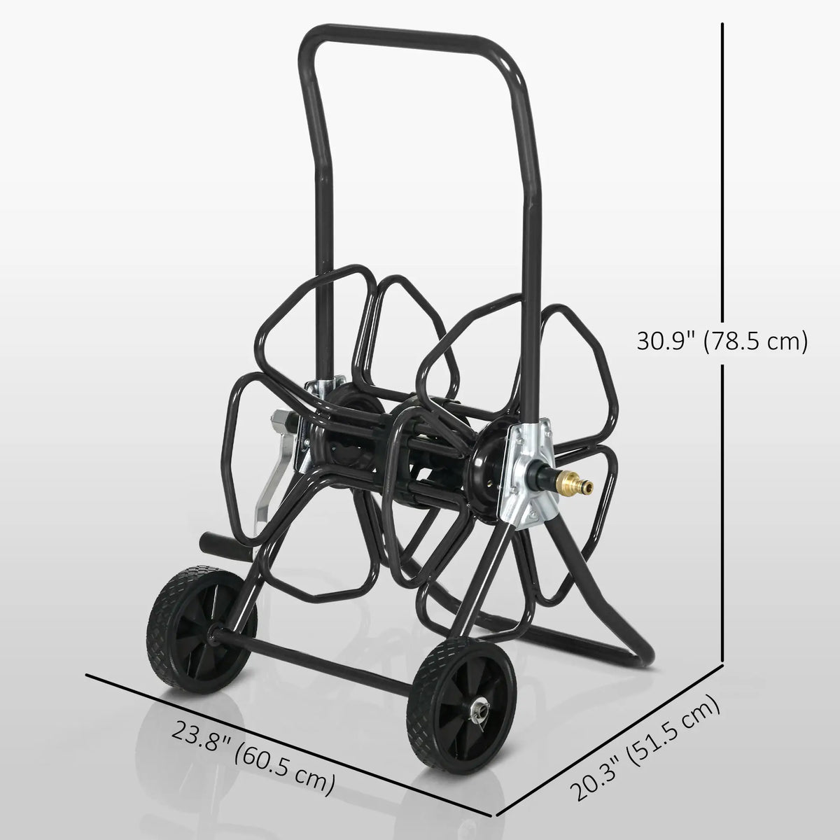 5/8" Hose Reel Cart, 98 ft, Garden Water Hose with Wheels, Black Garden Accessories at Gallery Canada