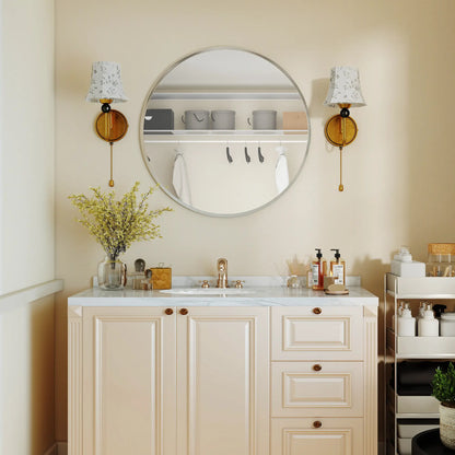 Miroir mural de 24", miroir décoratif moderne pour chambre à coucher et salon, argenté