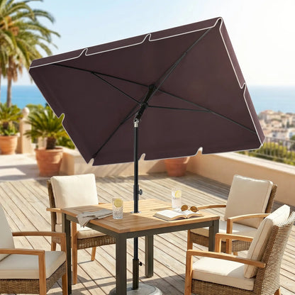 6.5x4ft Rectangle Patio Umbrella, Aluminum Tilt Adjustable, Garden Parasol Sun Umbrellas at Gallery Canada