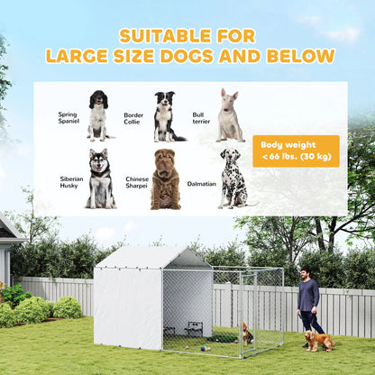 Galvanized Steel Dog Kennel, Waterproof UV-Resistant Cover, 13.1' x 7.5' x 7.5' Houses, Kennels & Pens at Gallery Canada