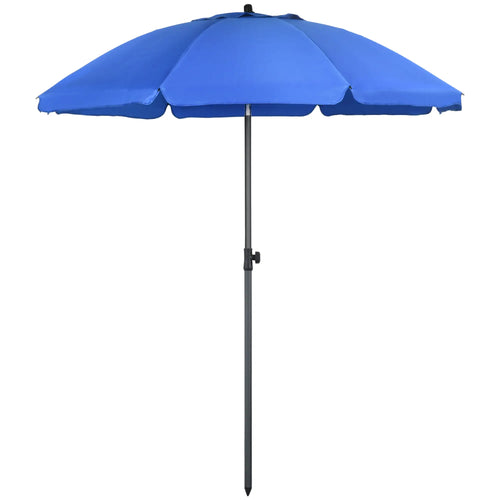 6ft Beach Umbrella, UV50+ Vented Canopy, Push Button Tilt, Blue