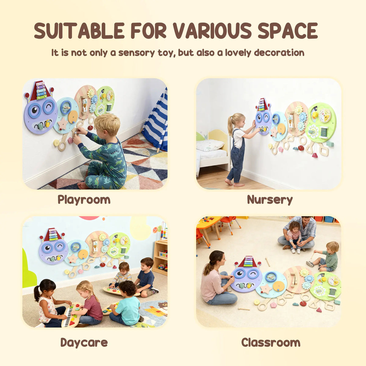 Caterpillar Montessori Busy Board, 7 in 1 Sensory Wall, for Toddlers 3+ Years Toy Playsets at Gallery Canada