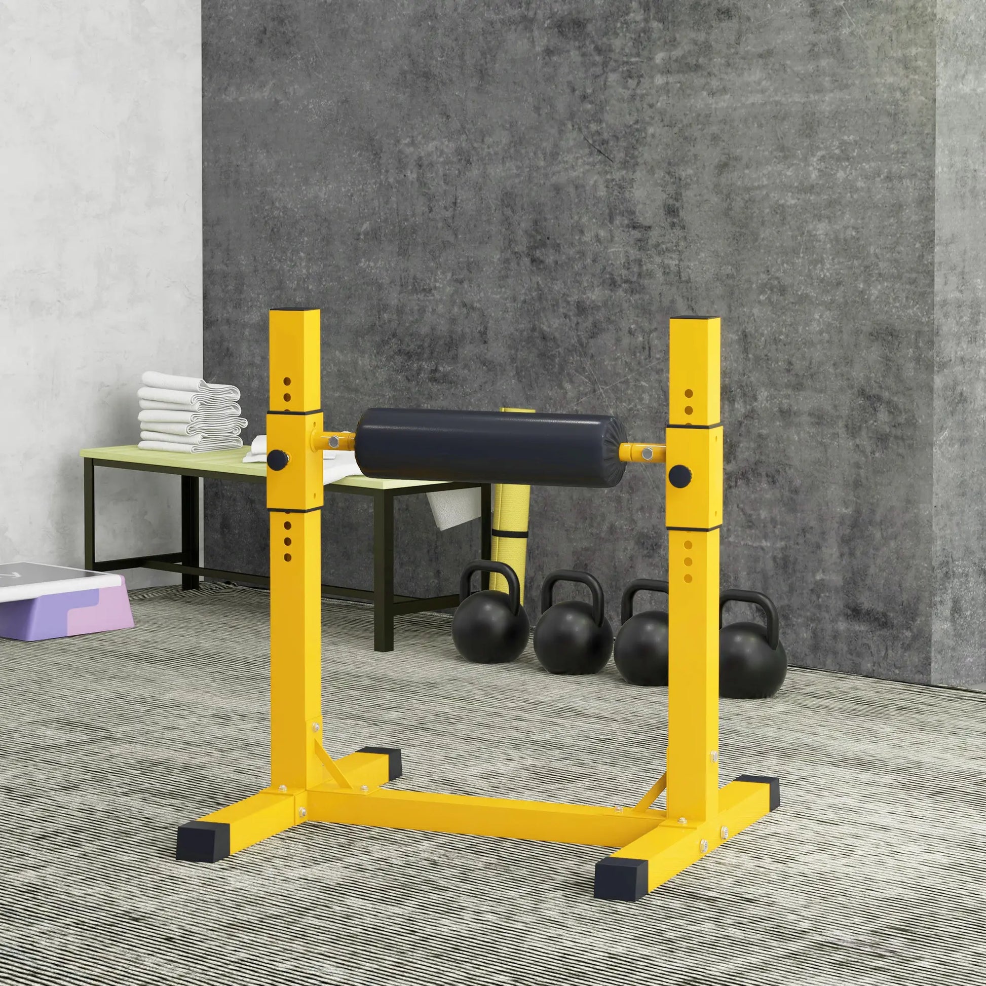 Bulgarian Split Squat Stand, 12-Level Adjustable, Yellow Squat Machine at Gallery Canada