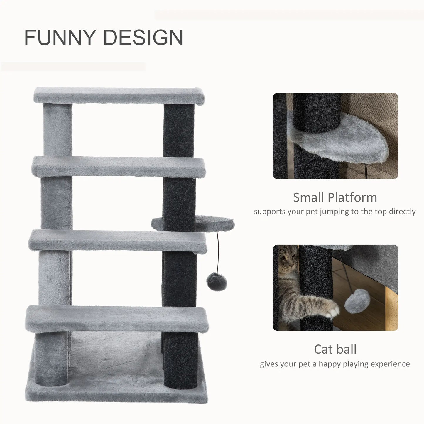 Cat Stairs, 4 Steps, Small Cat Tree with Scratching Posts, 23.5" x 16" x 25" Cat Stairs at Gallery Canada