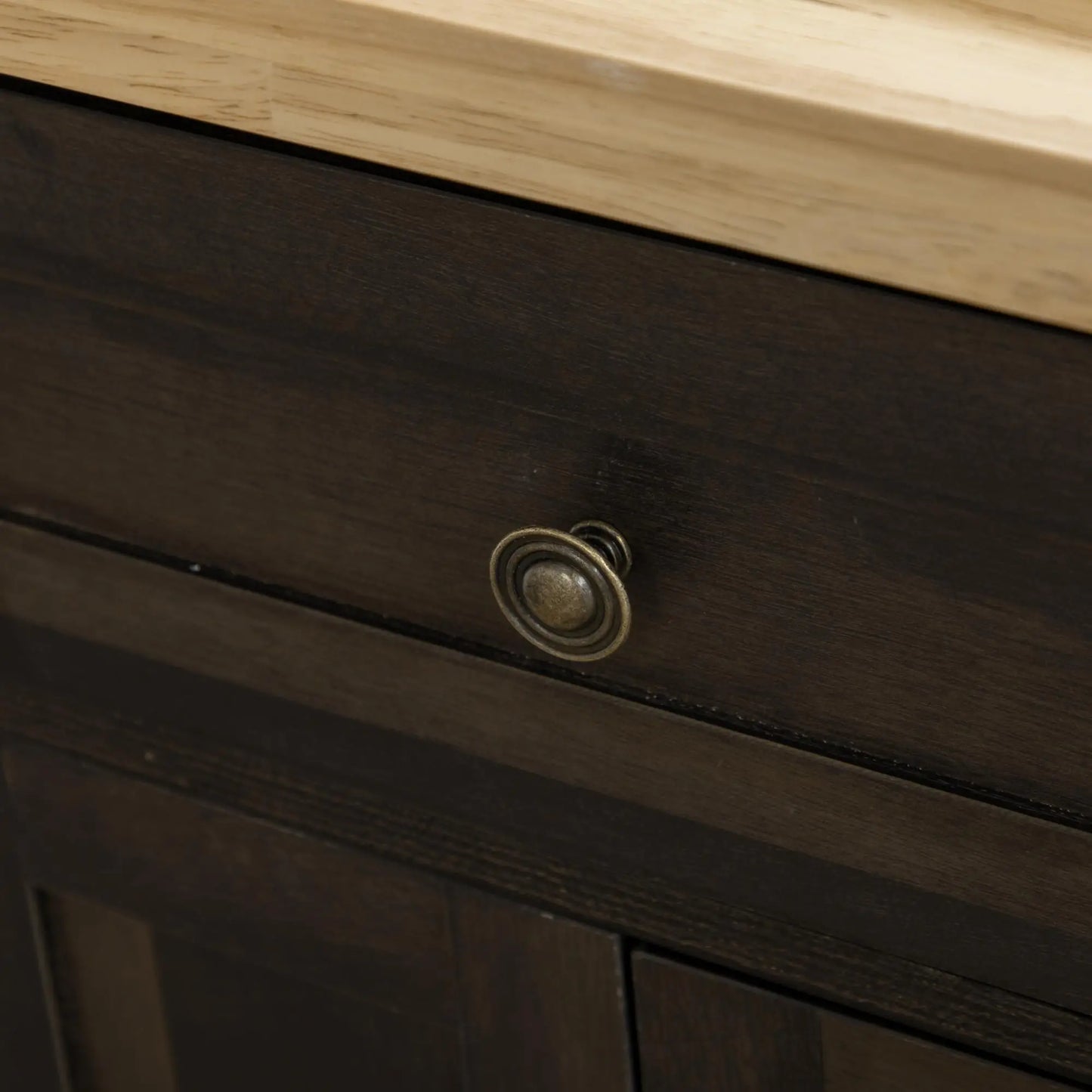 Kitchen Island with Storage, Rolling Cart, Rubber Wood Top, Brown Oak, Brown Kitchen Islands & Kitchen Carts at Gallery Canada