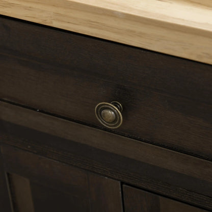 Kitchen Island with Storage, Rolling Cart, Rubber Wood Top, Brown Oak, Brown Kitchen Islands & Kitchen Carts at Gallery Canada
