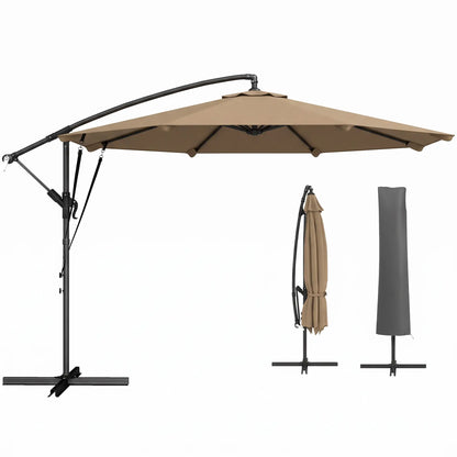 10FT Cantilever Patio Umbrella, 8 Ribs With Cover, Wind Ropes, Khaki Offset Cantilever Umbrellas at Gallery Canada