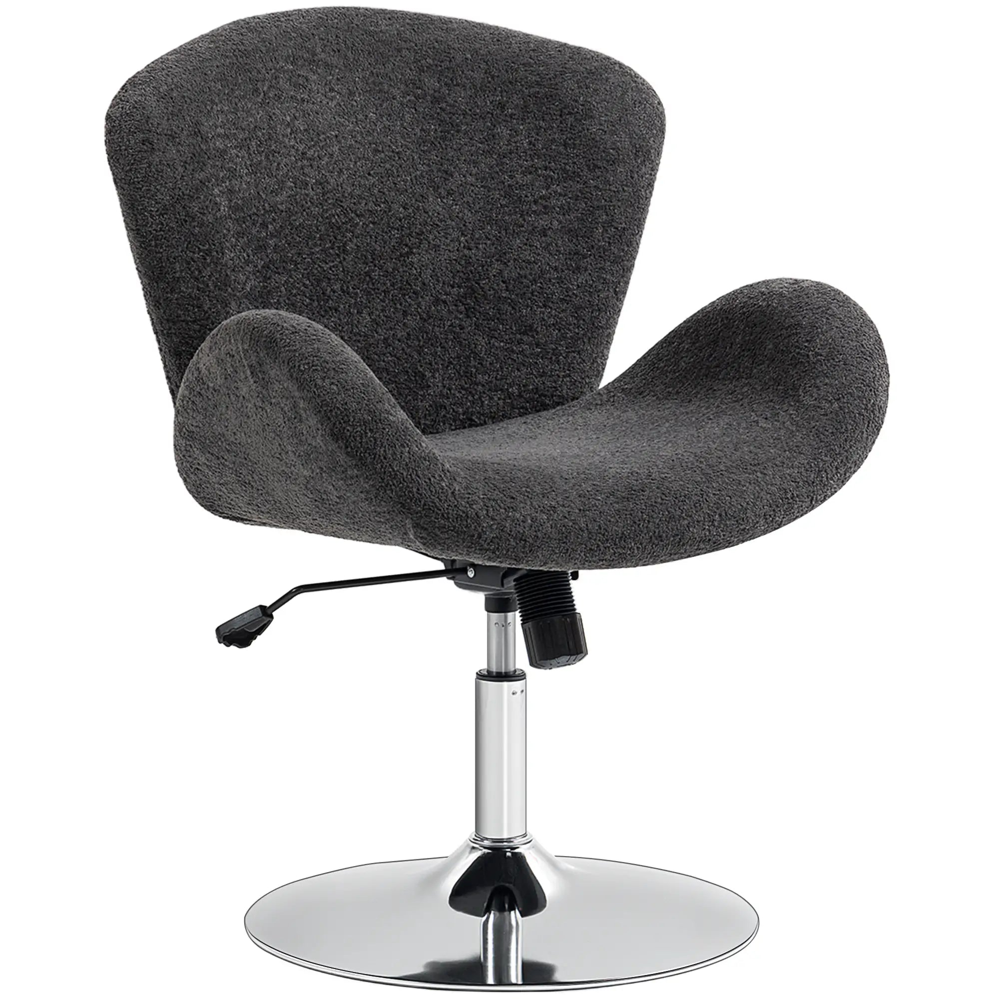 Velvet Swivel Office Chair, Wide Bucket Seat, Butterfly Back, Dark Grey Task Chairs Dark Grey, Silver at Gallery Canada