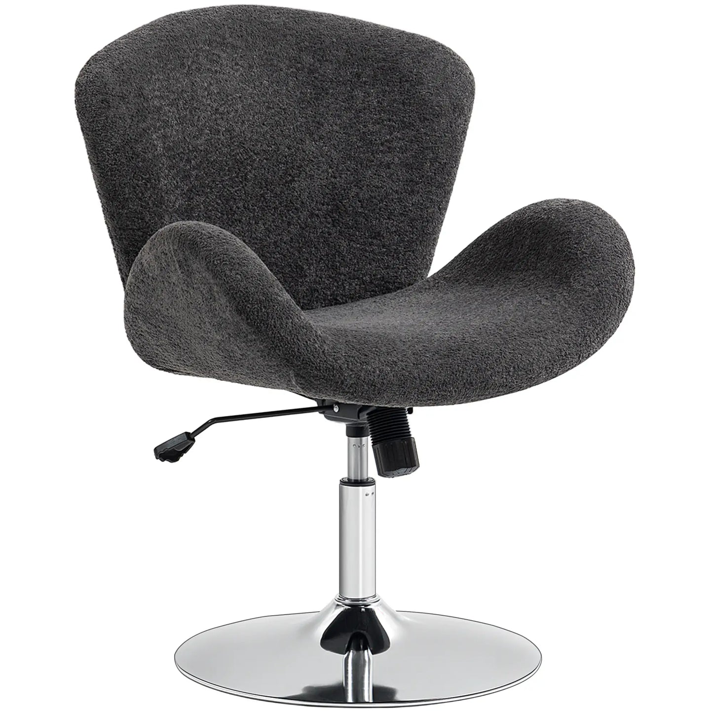 Velvet Swivel Office Chair, Wide Bucket Seat, Butterfly Back, Dark Grey Task Chairs Dark Grey, Silver at Gallery Canada