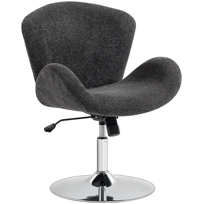 Velvet Swivel Office Chair, Wide Bucket Seat, Butterfly Back, Dark Grey Task Chairs Dark Grey, Silver at Gallery Canada
