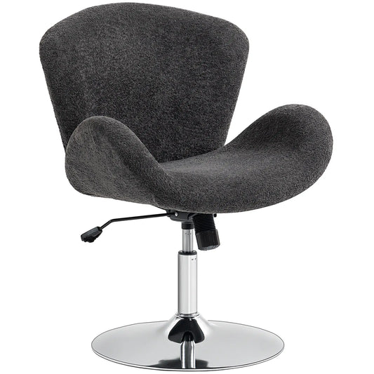 Velvet Swivel Office Chair, Wide Bucket Seat, Butterfly Back, Dark Grey Task Chairs Dark Grey, Silver at Gallery Canada