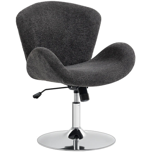 Velvet Swivel Office Chair, Wide Bucket Seat, Butterfly Back, Dark Grey