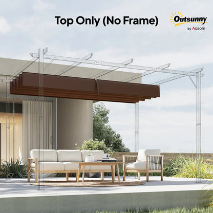Retractable Pergola Canopy, 10' x 7' Sun Shade Cover, UV30+, Coffee Gazebo Canopy Replacement at Gallery Canada